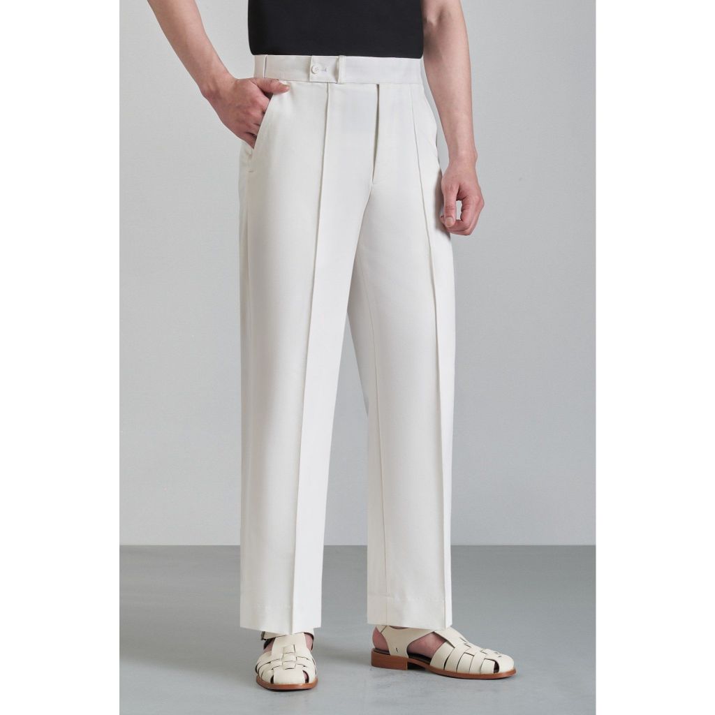 ADAM STORE กางเกงพื้นผิวผู้ชาย PLAIN WHITE HIDDEN RISE STYLE QS004
