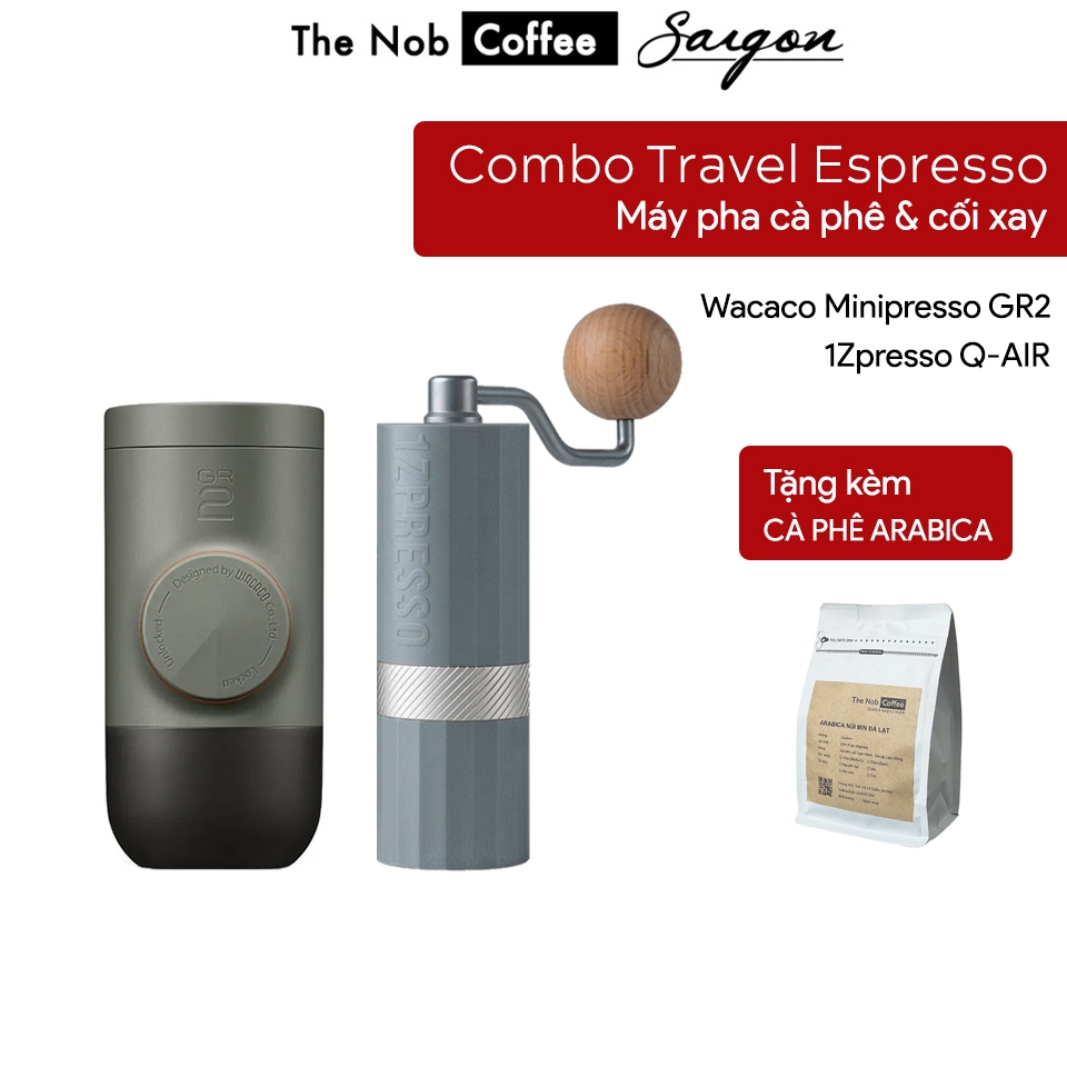 Combo Wacaco Minipresso GR2 และ 1Zpresso Q-Air เครื่องบดกาแฟ | ฟรีกาแฟอาราบิก้า