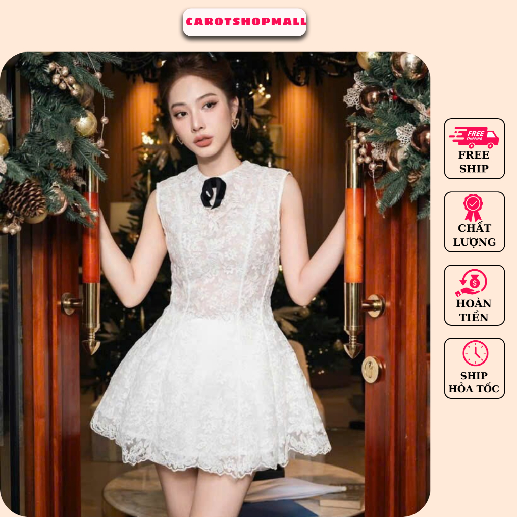 เดรสลูกไม้ตาข่ายเลดี้ Set K4195 - CAROTSHOP