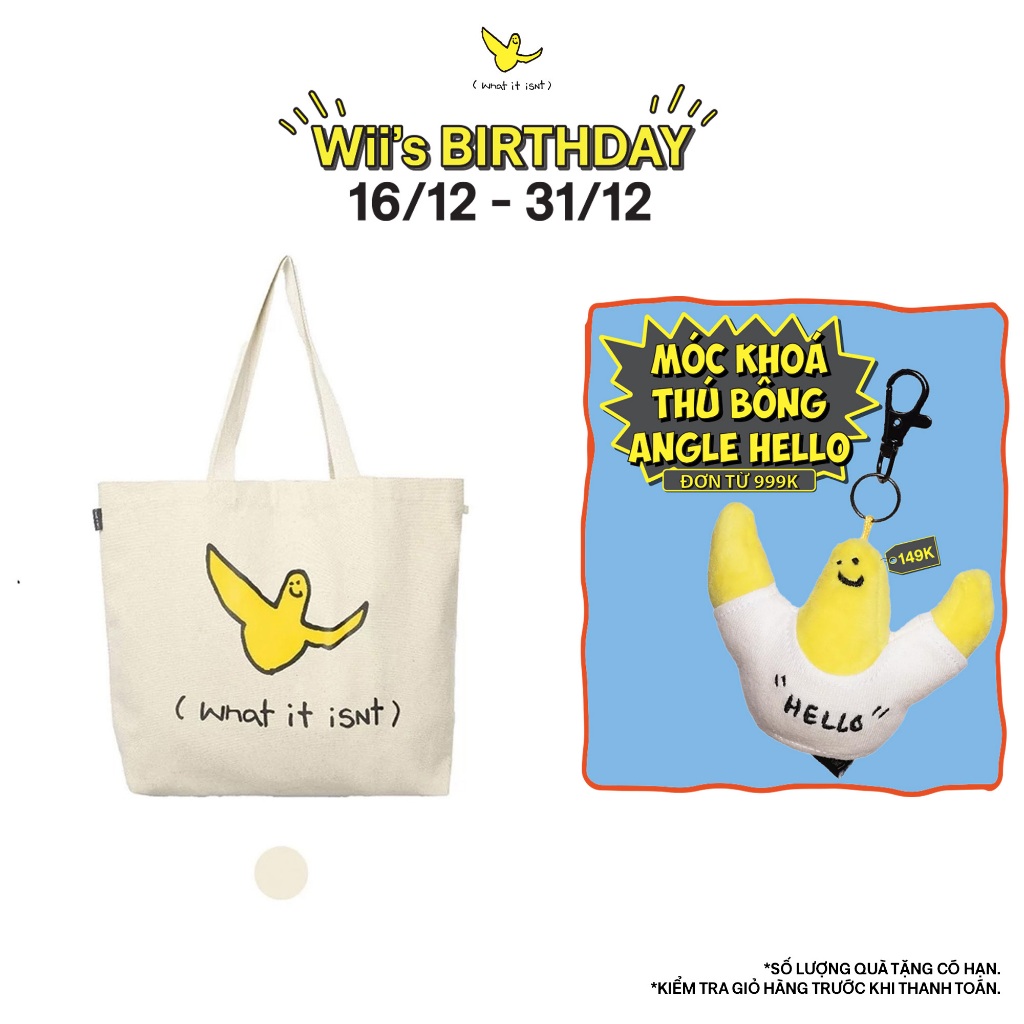 Wii Canvas Tote Bag พร้อมโลโก้ Angel ผ้าหนา - isNt