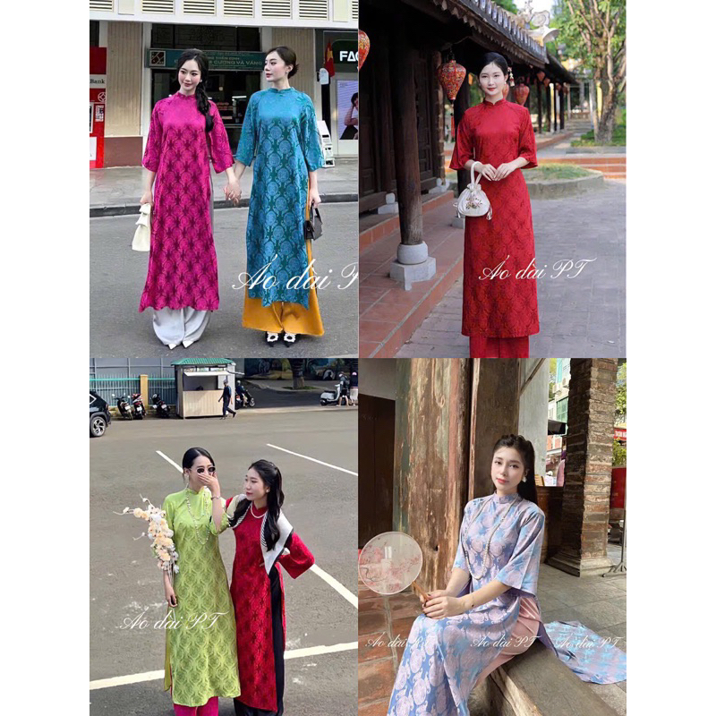 Modern ao dai พร้อมโบรเคดทรงค้างคาว สีสันสดใส และทรงหลวม