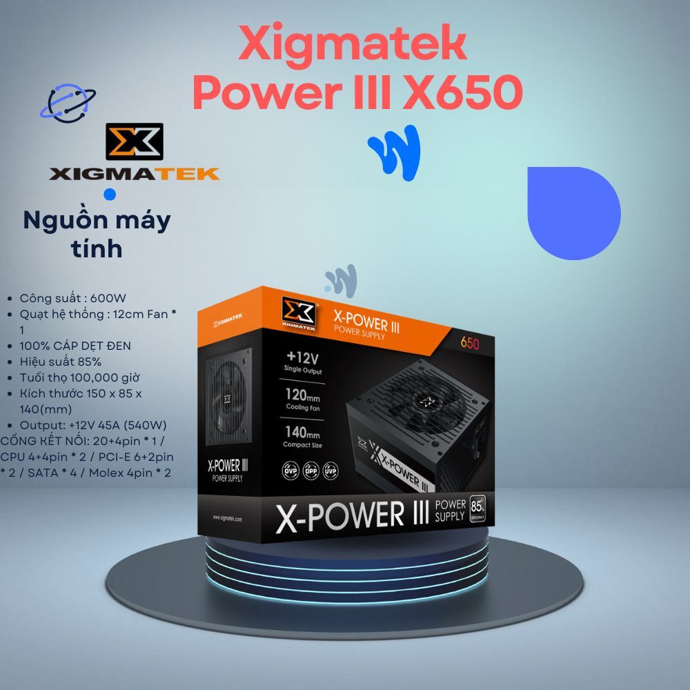 คอมพิวเตอร์ แหล่งพลังงาน XIGMATEK X-POWER III X-650 (EN45990) - CST 600W