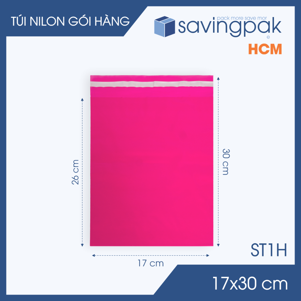 ST1H - 17x30 ซม. - Combo ถุงพลาสติกปิดผนึก 100 ใบ ถุงบรรจุภัณฑ์ - สีชมพู -S.MT0H