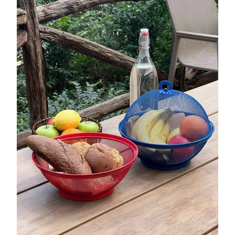 ชุดตะกร้าตาข่ายพร้อมกรงโต๊ะผลไม้ 27 ซม. พร้อมฝาปิด STEEL TABLE CAGE NET BASKET