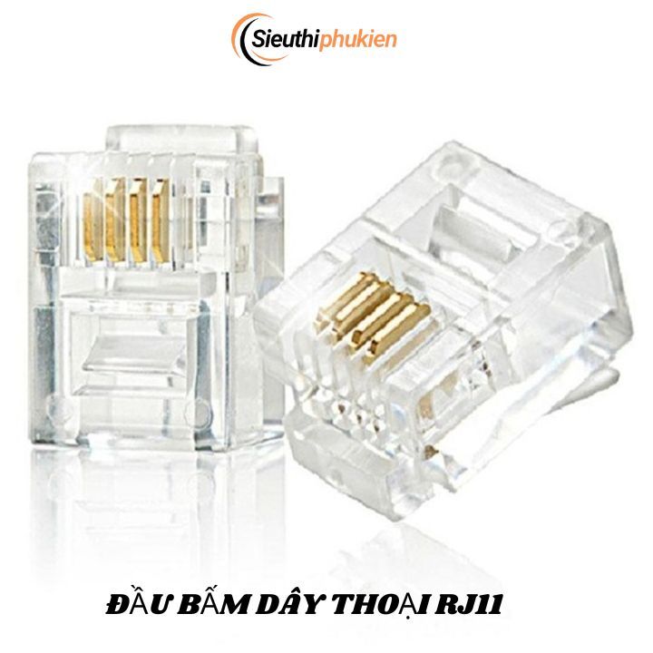 กระเป๋าขั้วต่อสายไฟโทรศัพท์ RJ11 100 ชิ้น, ลูกปัดโทรศัพท์ RJ11, หัวจีบ RJ11 4 พิน, ลูกปัด RJ11 Line