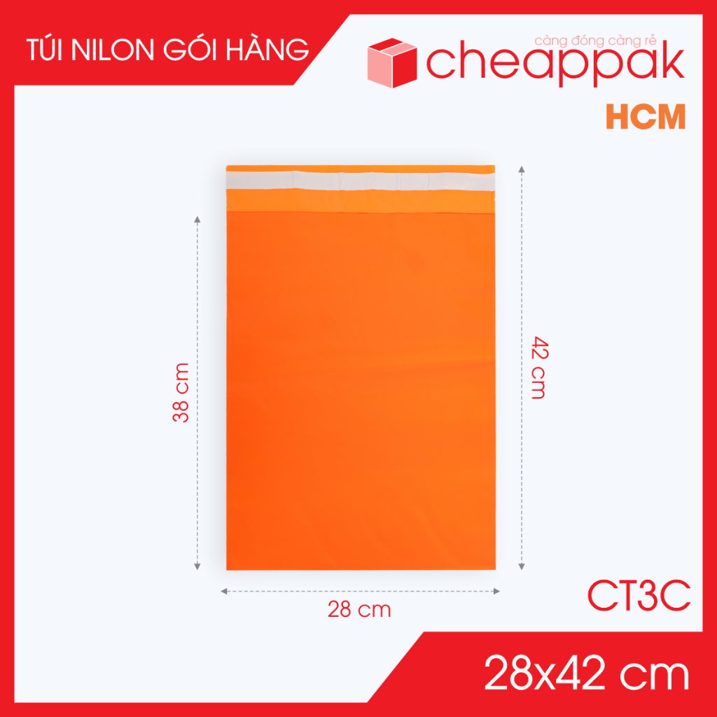 CT3C - 28x42 cm - Combo ถุงพลาสติกปิดผนึก 100 ใบ - สีส้ม -C.MT2C