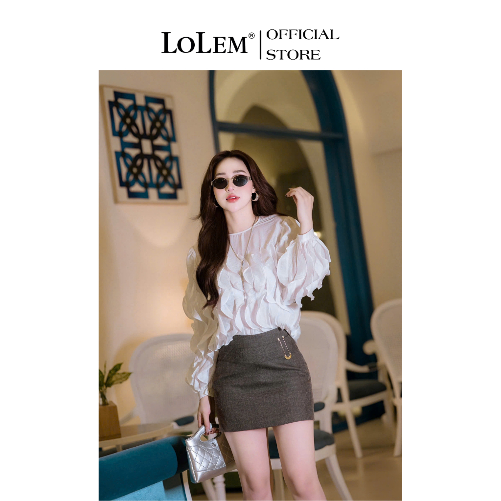 LOLEM CVA132 กระโปรงทรงเอสั้น ทรงเข้ารูป ผ้าคอตตอนเชื่อมนุ่มลื่น