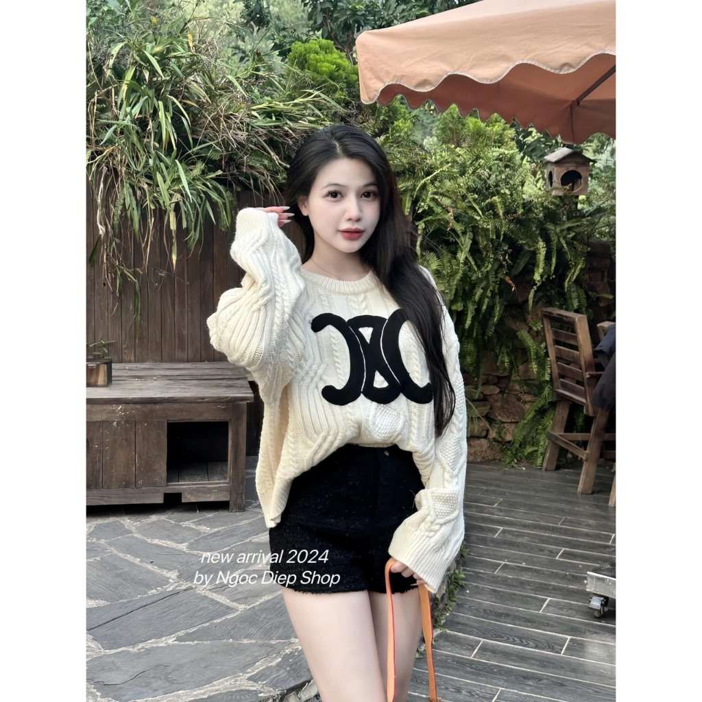 เสื้อกันหนาวผู้หญิง เสื้อเชือก Clinee คอกลมหนาสุดน่ารัก Hottrend 2024 - Quynh Mai Store