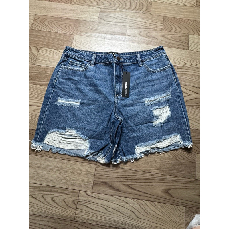 กางเกงยีนส์ขาสั้นผู้หญิง made in the US Sz 15eo 88-92 big size full wrap