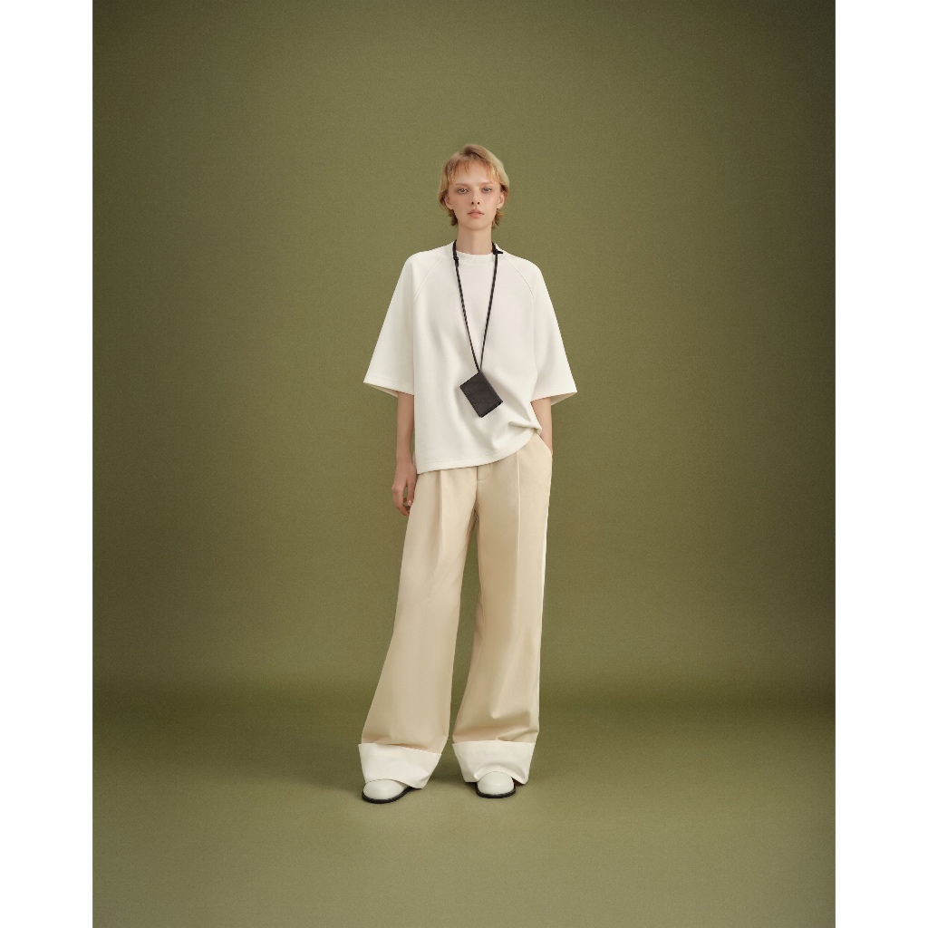 HIGHCHIC - CLAIR PANTS - WIDE STRAIGHT-LET KAKI PANTS