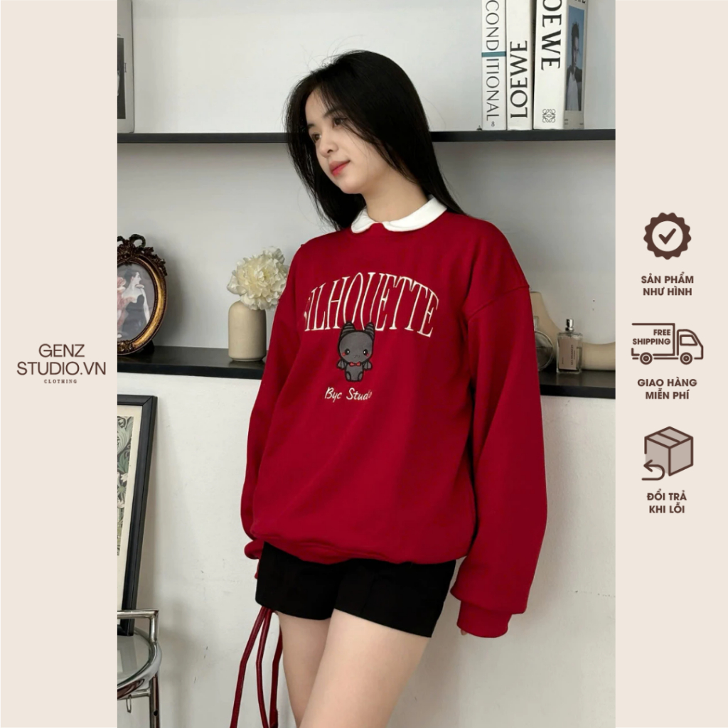 Bat SILHOUETTE เสื้อสเวตเตอร์ทรงหลวม GENZ สําหรับผู้ชายและผู้หญิง
