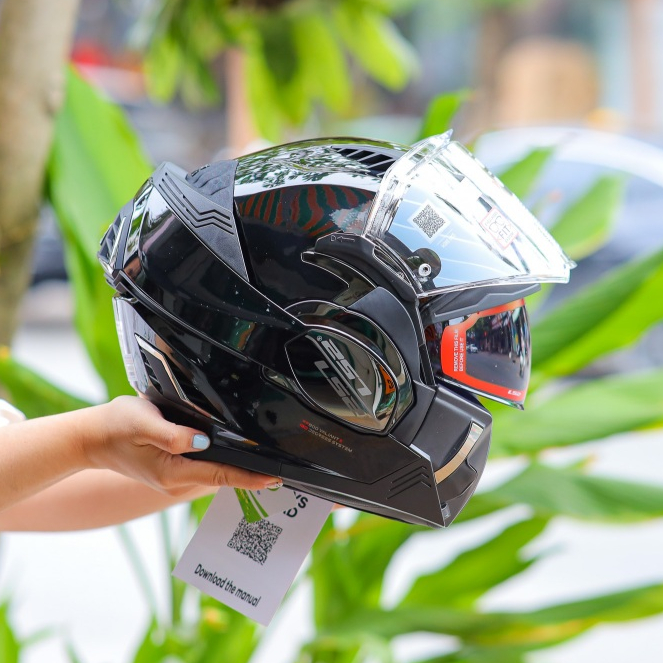 LS2 FF900 Valiant II Flip-Flop หมวก สีดําเงา