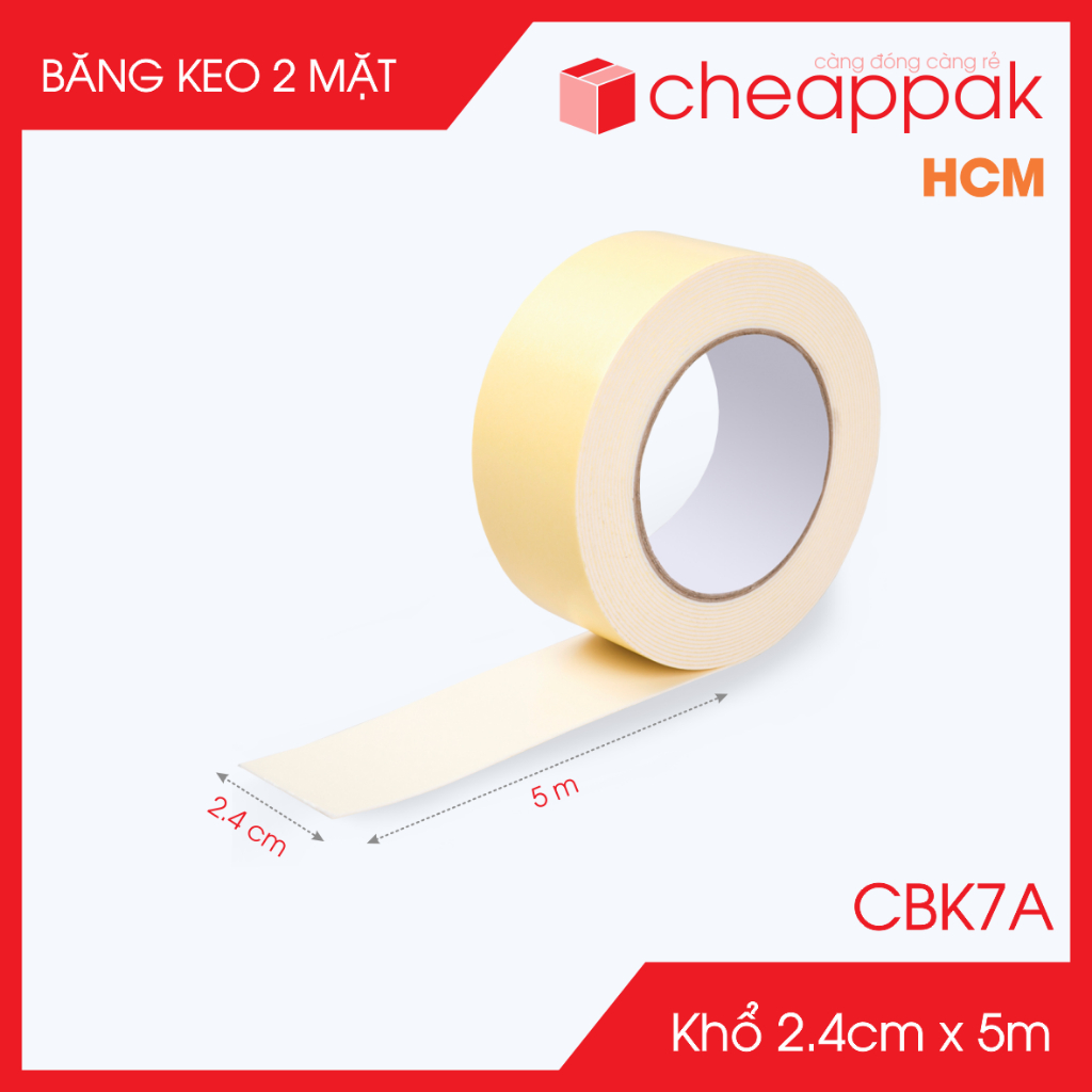 CBK7A - Combo เทปโฟมสองหน้าเหนียวพิเศษ 5 ม้วน - ขนาด 2.4cm x 5m - เทปโฟมสีเหลือง -C.BK7A
