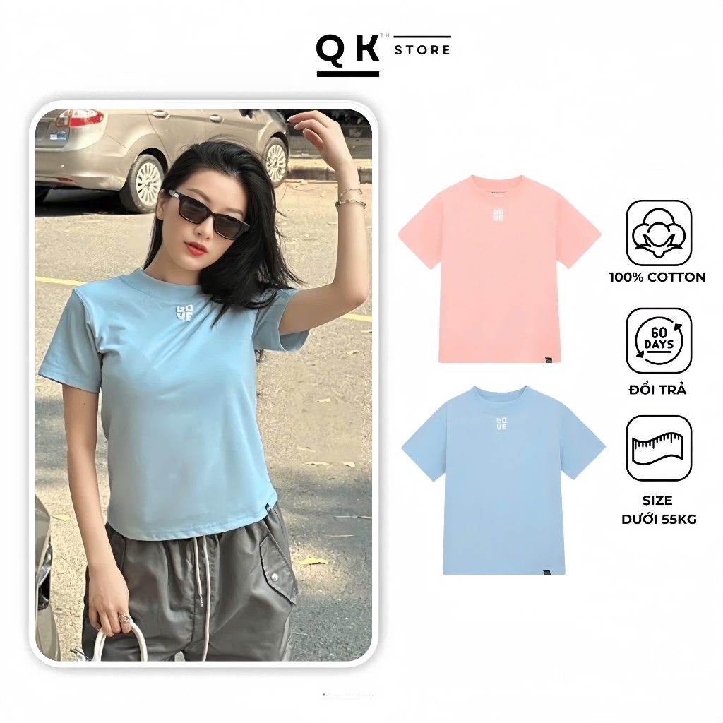 Baby Tee Fit LOVE รุ่น Cotton 100% - QK STORE