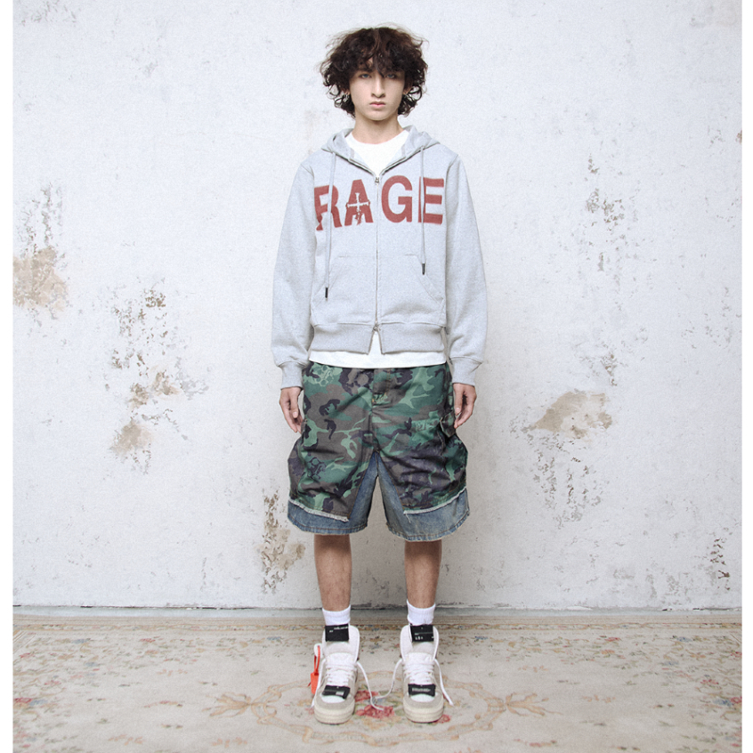 Kmc RAGE เสื้อกันหนาวหมวกซิป 2 Way สีเทา