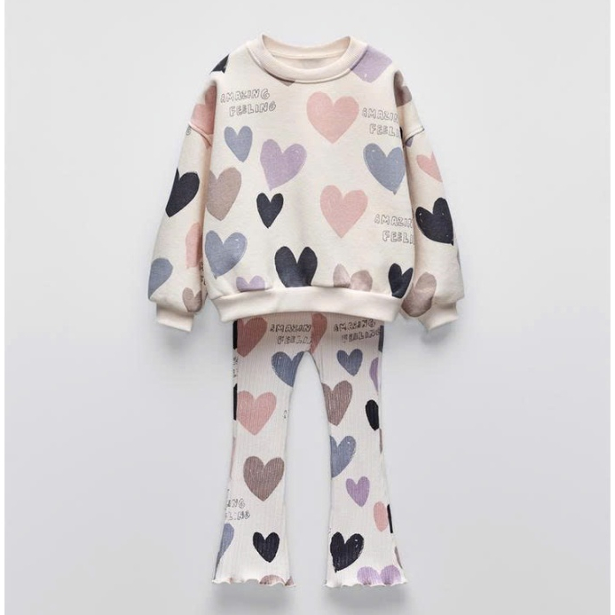 ZARA (สเปน) ซาร่า เสื้อกันหนาวเด็กผู้หญิง ชุดเซ็ท เสื้อกันหนาว เลกกิ้งยางยืดรัดรูป