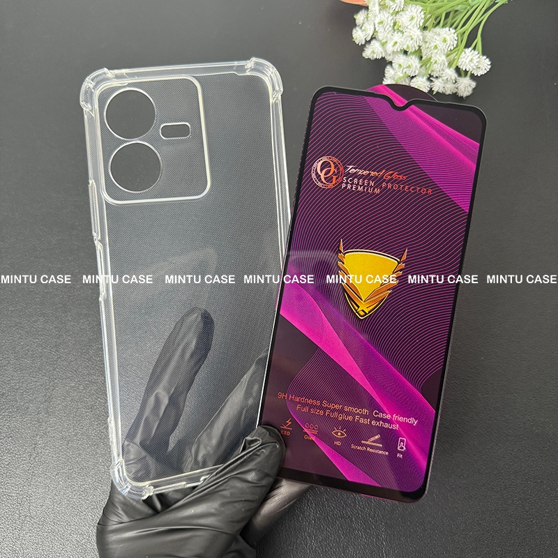 Combo เคสใสแบบยืดหยุ่นและกระจกนิรภัยสําหรับ Vivo Y22 / Y22s (รหัส TSCS)