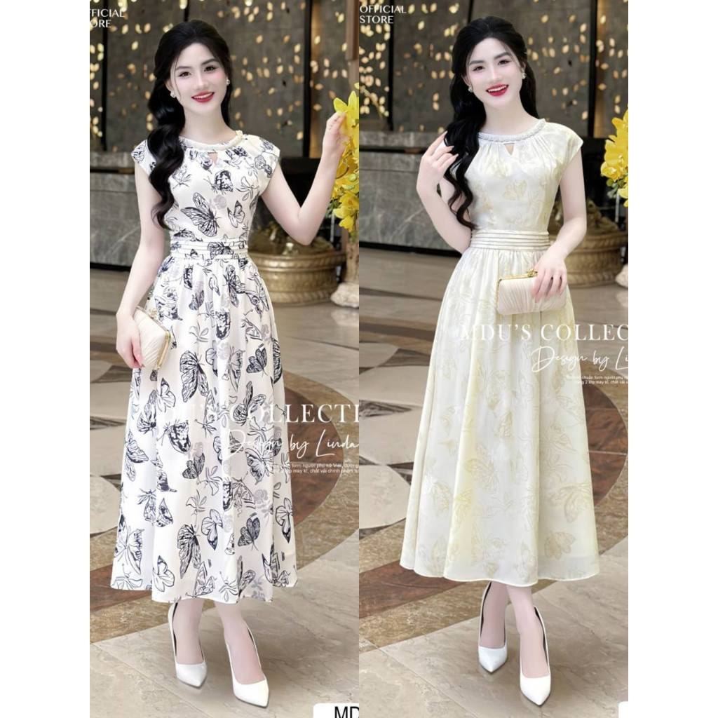 Bst Design Dress ทําจากผ้าไหมเกาหลี สายคอมุกประกายและลวดลายที่เป็นเอกลักษณ์จาก Mdu MDU4360