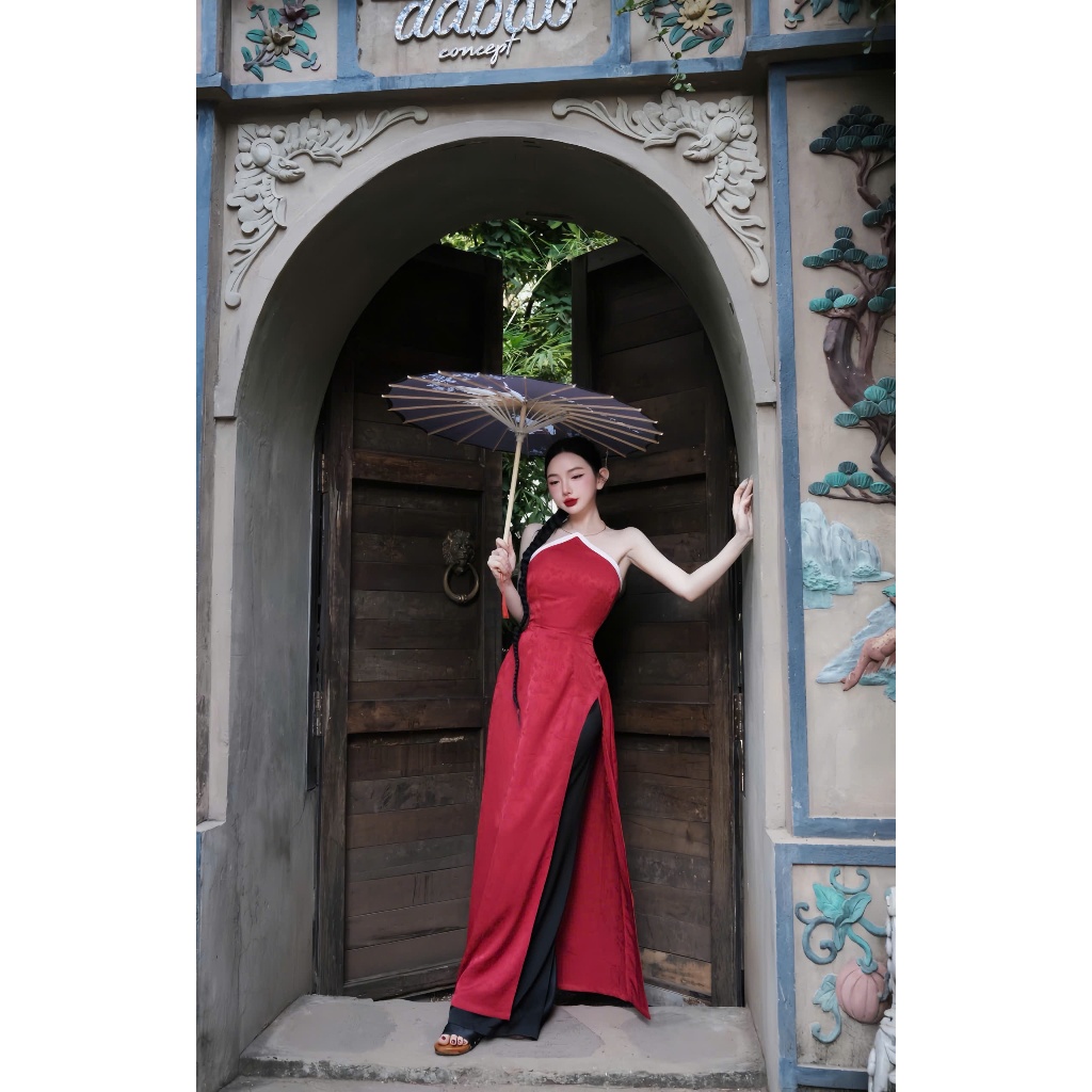 A62 ผัดโมเดิร์น ao dai มีปกผ่า (กางเกงยาว 105cm แผ่นโฟมในตัว) เหมาะสําหรับ Tet Van Akara