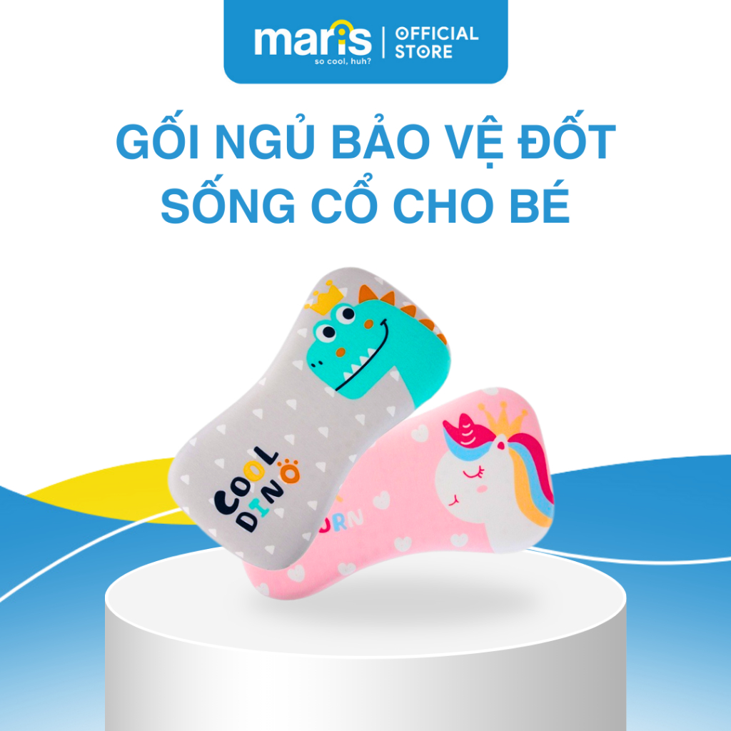 MARIS Mr - 704 หมอนยางพาราเด็ก ปลอกหมอนผ้าฝ้ายเย็นและปลอดภัย ปกป้องกระดูกสันหลังส่วนคอของทารก