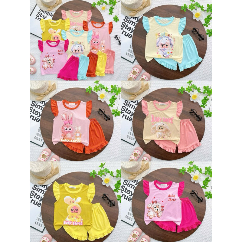 HOT HIT BABY THREE ชุดเสื้อสเวตเตอร์ปีกนางฟ้าเด็กผู้หญิงพิมพ์ลาย BABY ขนาด 90-150