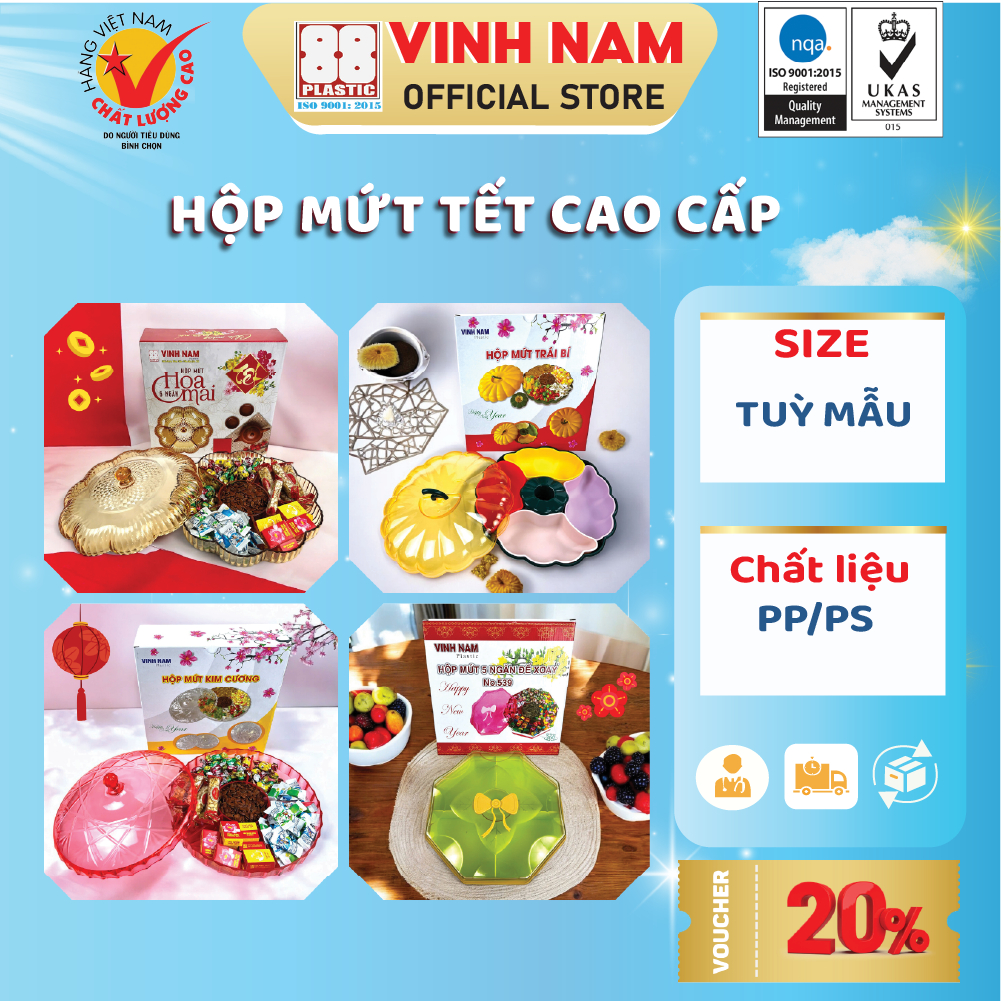 Vinh Nam Premium Tet Jam Box Collection พลาสติกกล่องขนมหรูหรา Tet ถาดแยมเค้ก 2025