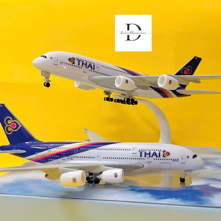 AIRCRAFT MODEL "AIRBUS 380 THAI AIRWAYS" THAILAND Airlines SCALE 1:400 (20CM) คุณภาพสูง STATIC COATI