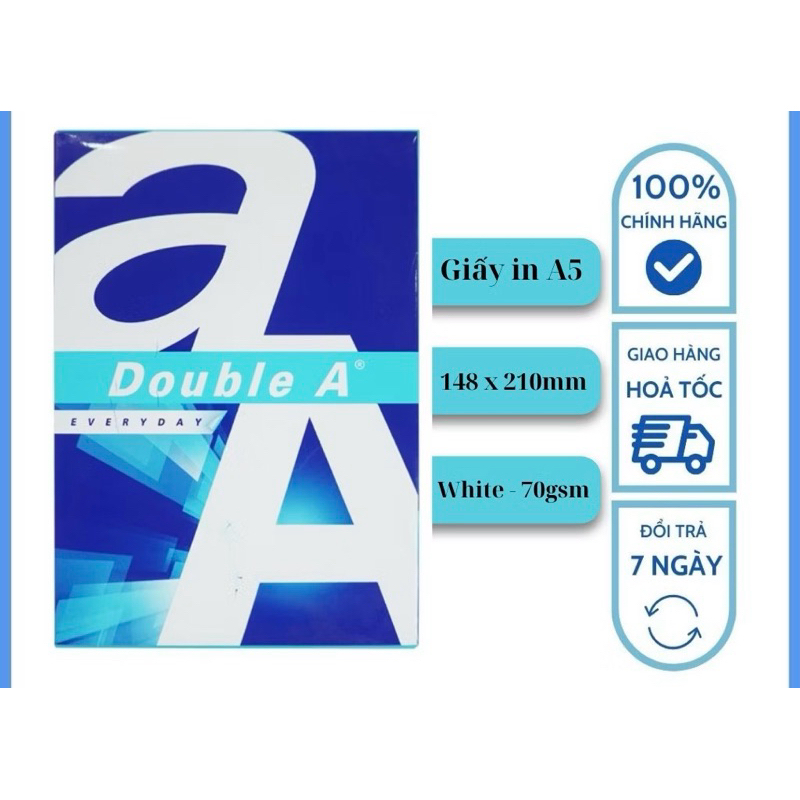 [ Express ] กระดาษ A5 Double A ของแท้ 1 กล่อง DL70gsm 8 รีม/ลัง