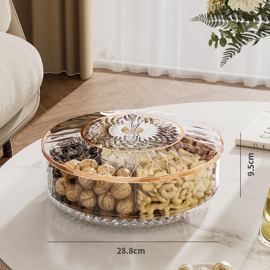 DEMI 2025 Tet Jam Tray 6 ช่องหมุนได้ 360 ช่อง ดีไซน์สวยหรูหรา 2025 Tet Candy Tray