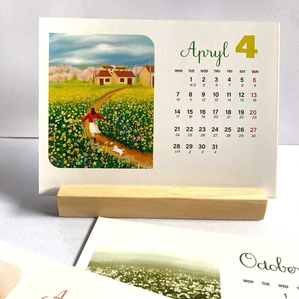 CALENDAR 2025 ปฏิทิน โต๊ะทํางานไม้ 7 แผ่น พิมพ์ลาย 2 ด้าน พร้อม Vintage Cute ภาพพร้อม SOUND CALENDAR