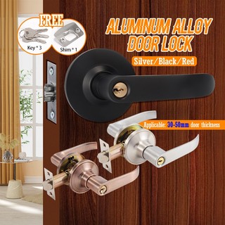 Khoá tròn tay gạt thẳng cứng cáp,Khóa tay nắm cửa 30-50mm-kèm chìa,Khoá tay gạt cửa nhôm-gỗ-sắt đố