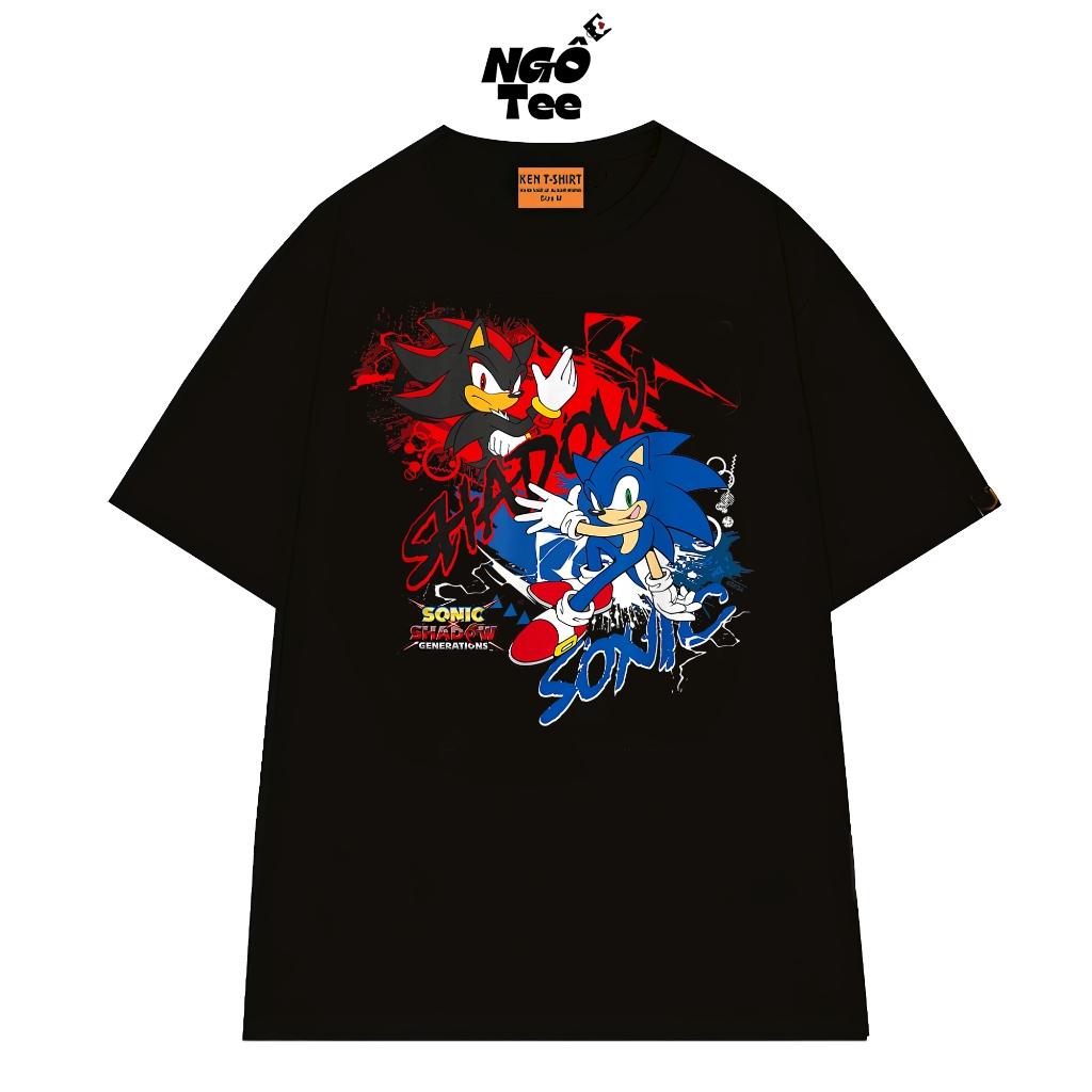 เสื้อยืด Unisex STUPID TEE Sonic the Hedgehog Sonic X Shadow Generations ผ้าฝ้ายนุ่มและเย็น