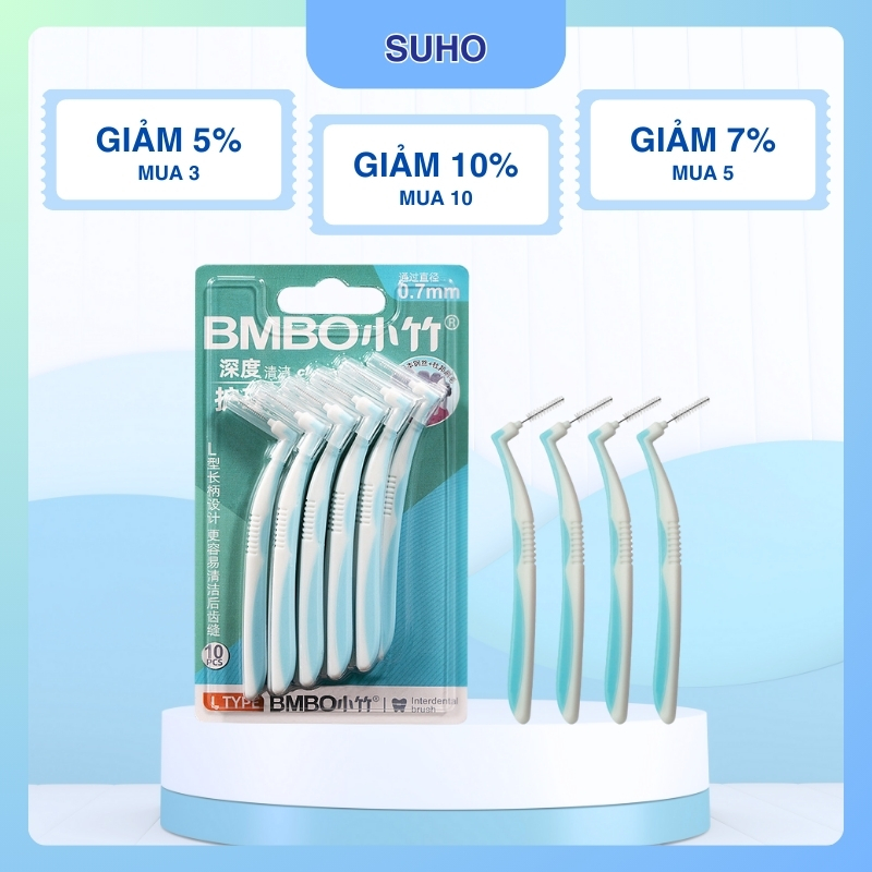 แปรงซอกฟันญี่ปุ่น (แพ็ค 10 ชิ้น) BMBO SUHO