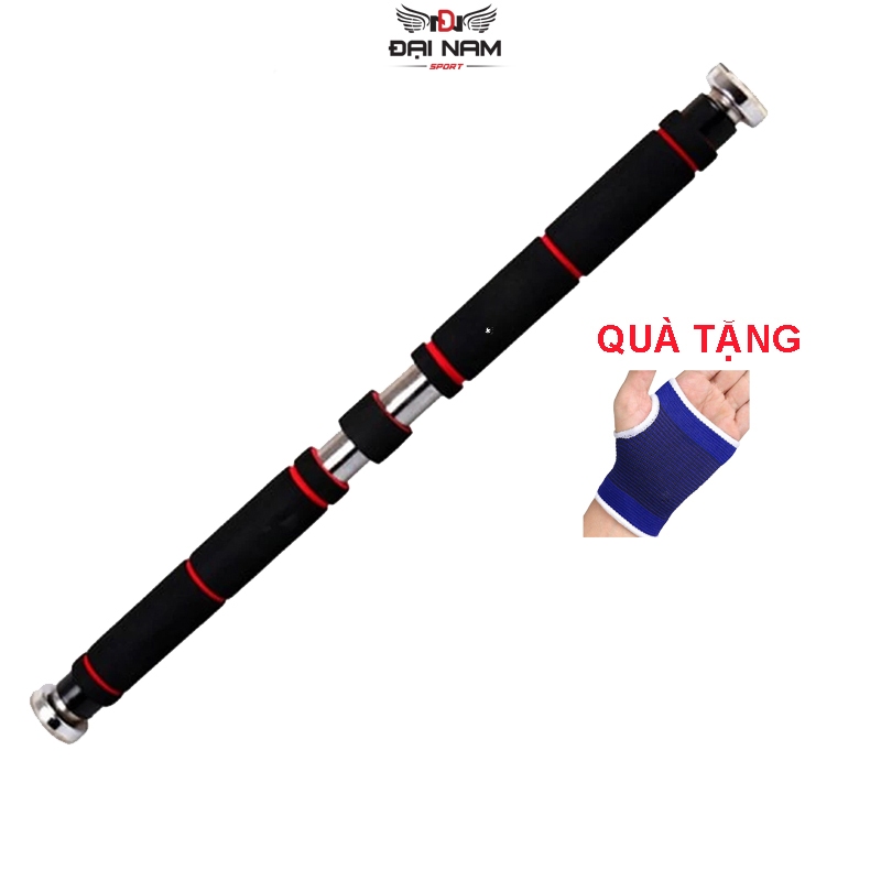 บาร์โหนติดผนังและติดประตู สีแดงดํา ไม่ใช้สกรู แบริ่ง 150กก. สําหรับเล่นกีฬาผู้ชายที่ดี + ฟรีถุงมือ