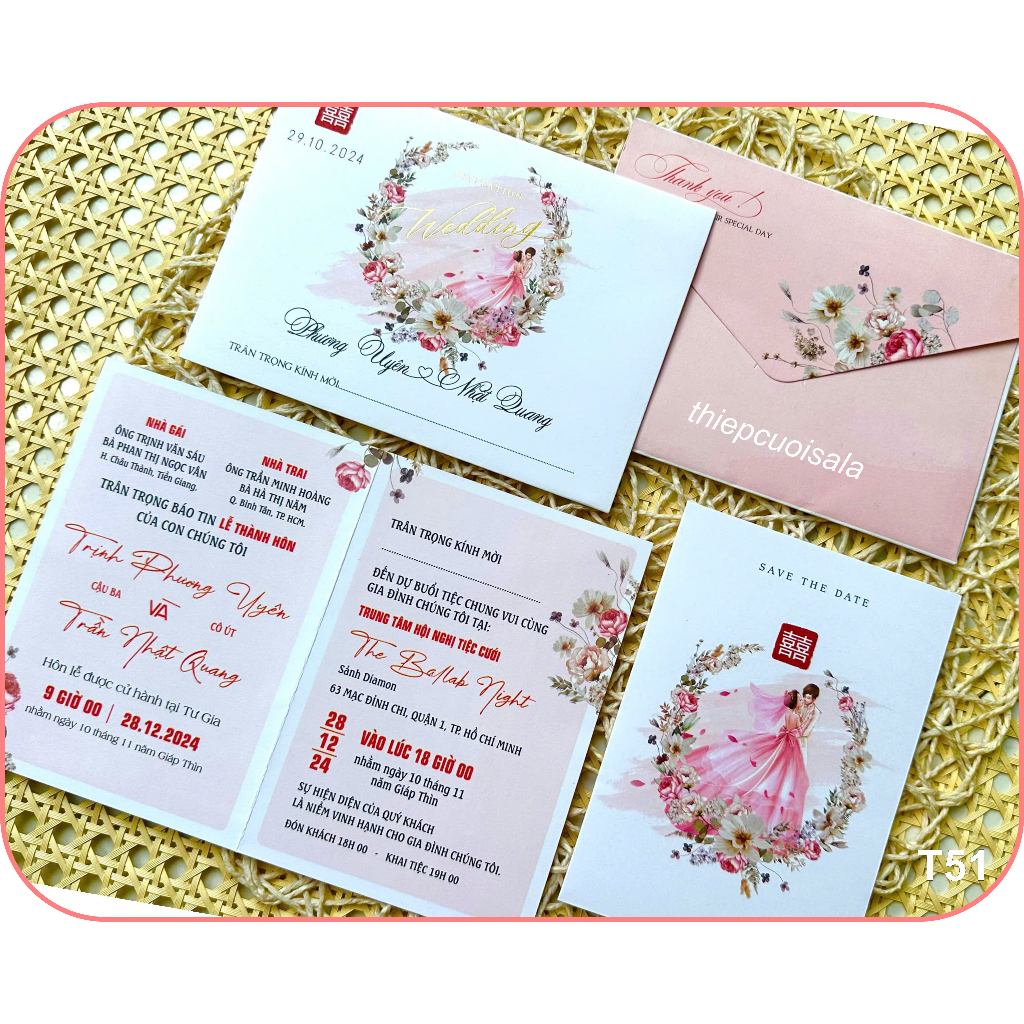 GLITTERED WEDDING CARD SLT51 (PRINT MINIMUM 100 CARD)