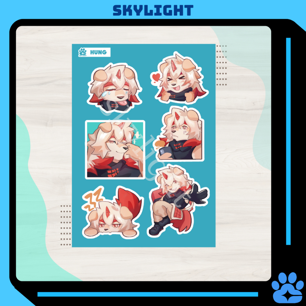 NO.19 HUNG 2 - Arknights - สติ๊กเกอร์ Furry Sheet A6 รูปลอกกันน้ํา