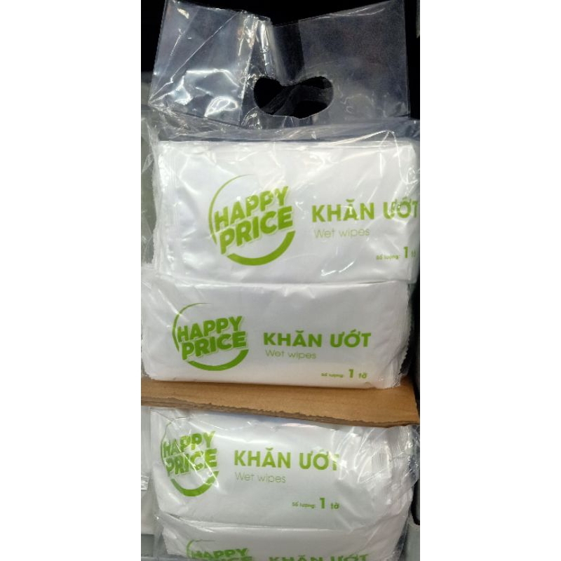 [ New Date ] ผ้าเช็ดทําความสะอาดเปียก Happy Price แพ็ค 100 ชิ้น (Kco) MM