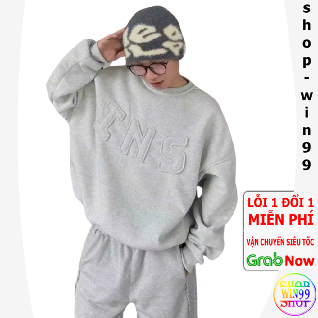 INS Form Boxy ปักตัวอักษรเสื้อกันหนาวผ้าฝ้าย Unisex สําหรับผู้ชายและผู้หญิง - win99 C1