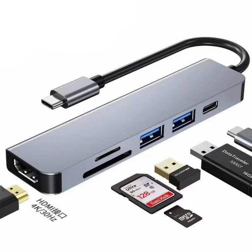 Hup Type C- ถึง 8 in 1 HDMI (Lan 1000MPS + HDMI+ FD+ SD/TF+usb 3.0)