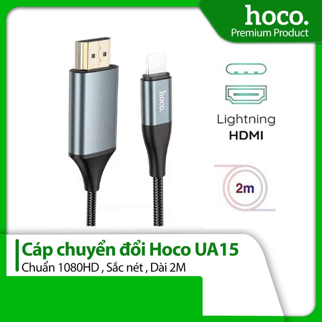 Hoco UA15 สายแปลงพอร์ต ip to HDMI มาตรฐาน 1080HD คมสุดๆ มาตรฐาน super HD 1080p ยาว 2M