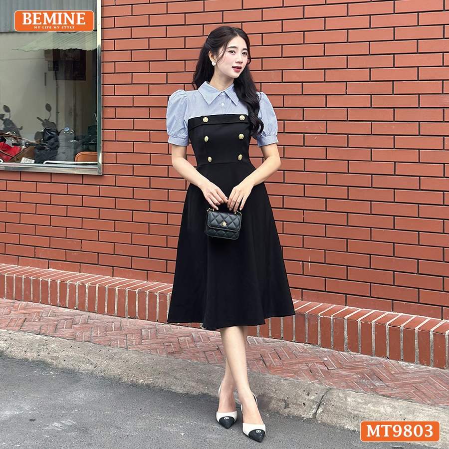 บีมิเนะ ชุดเดรสดีไซน์เยอรมันโบราณแขนพองยาวติดกระดุมเหมาะสําหรับใส่ทํางานหรือเดินไปรอบๆ เมือง-ภูเขา9803