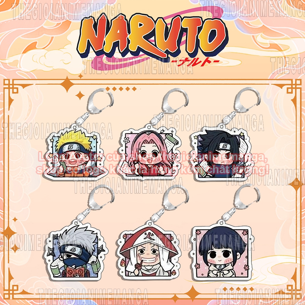 พวงกุญแจพิมพ์ Naruto ver CHIBI SQUARE อะนิเมะของขวัญ Chibi miga น่ารัก arclic น่ารัก Big Shop อะนิเม
