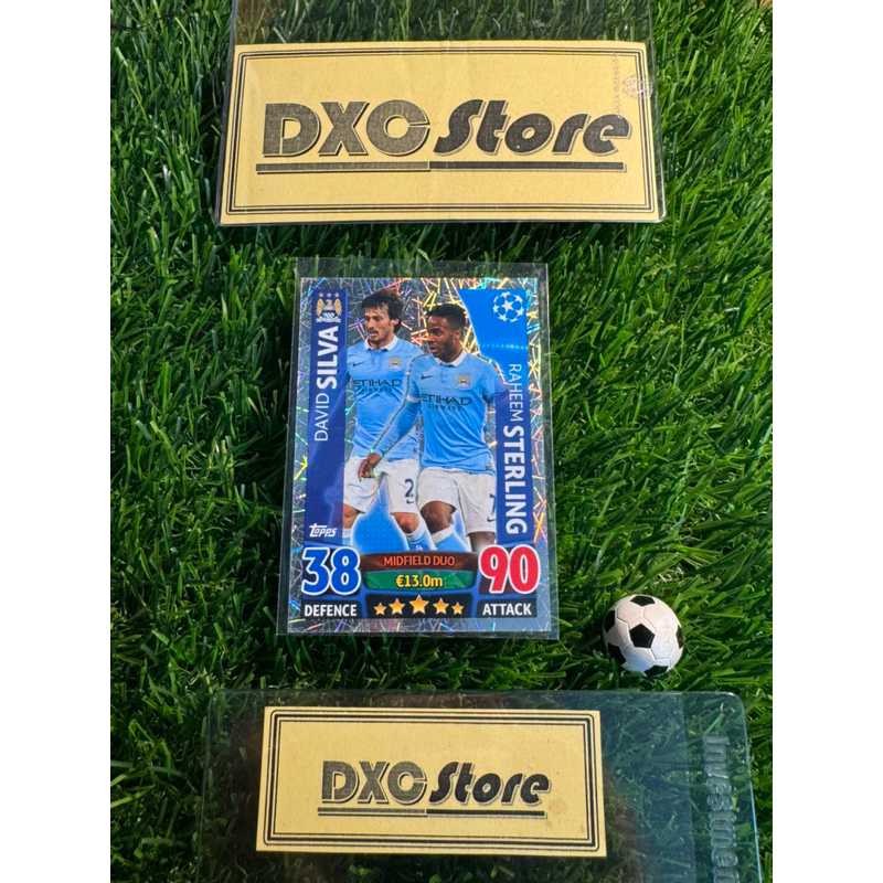 [ ของแท้ ] - MIDFIELD DUO - TOPPS MATCH ATTAX UCL 2015/2016 - DAVID SILVA & RAHEEM STERLING (MANCHES