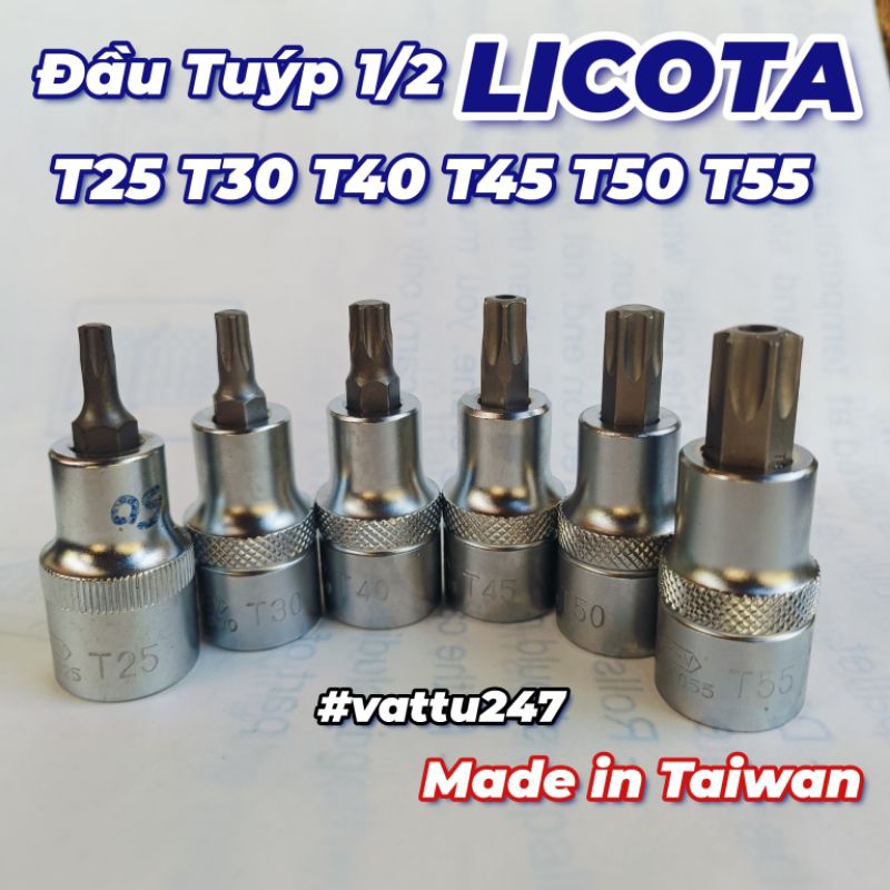 Star Cotton Tube Tip เปิดสกรูรถ 1/2 ถึง T40 T45 T50 T55 ปลายหกเหลี่ยม H6 6 มม.H5 5 มม.H4 4 มม.Licota