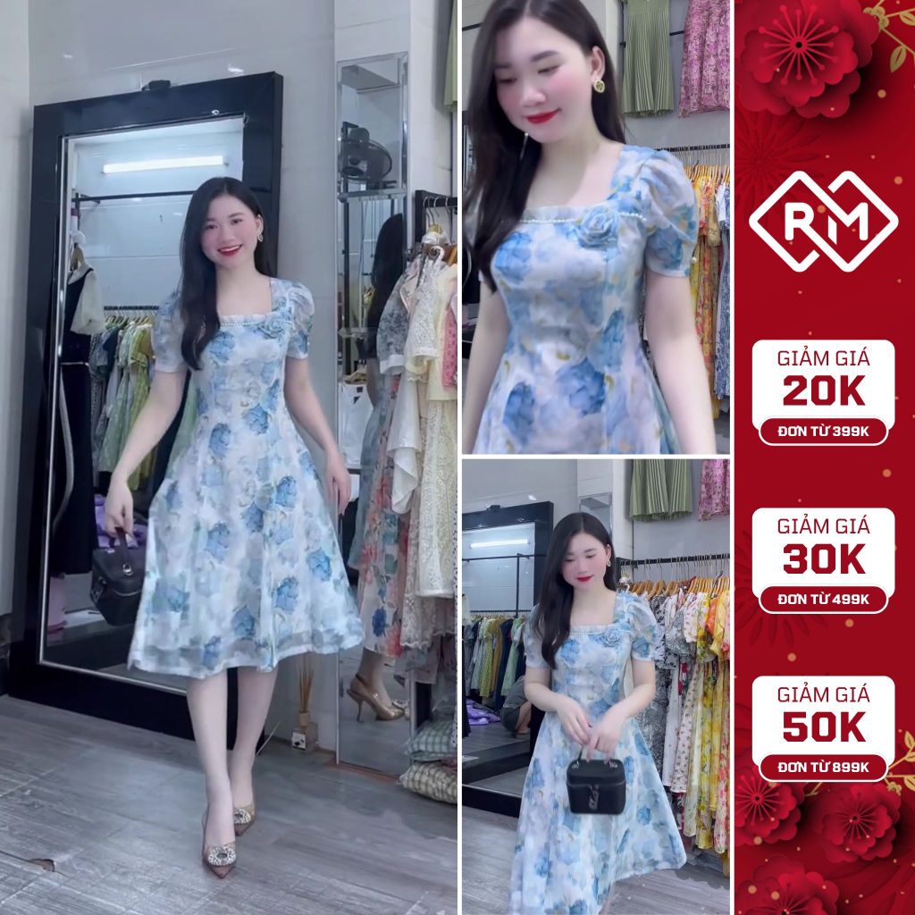 ชุดเดรสดีไซน์คอเหลี่ยมชุดเดรสปาร์ตี้ลายดอกไม้สีเขียวลาย A-Line & Super Skinny - V97 ดอกไม้สีเขียว