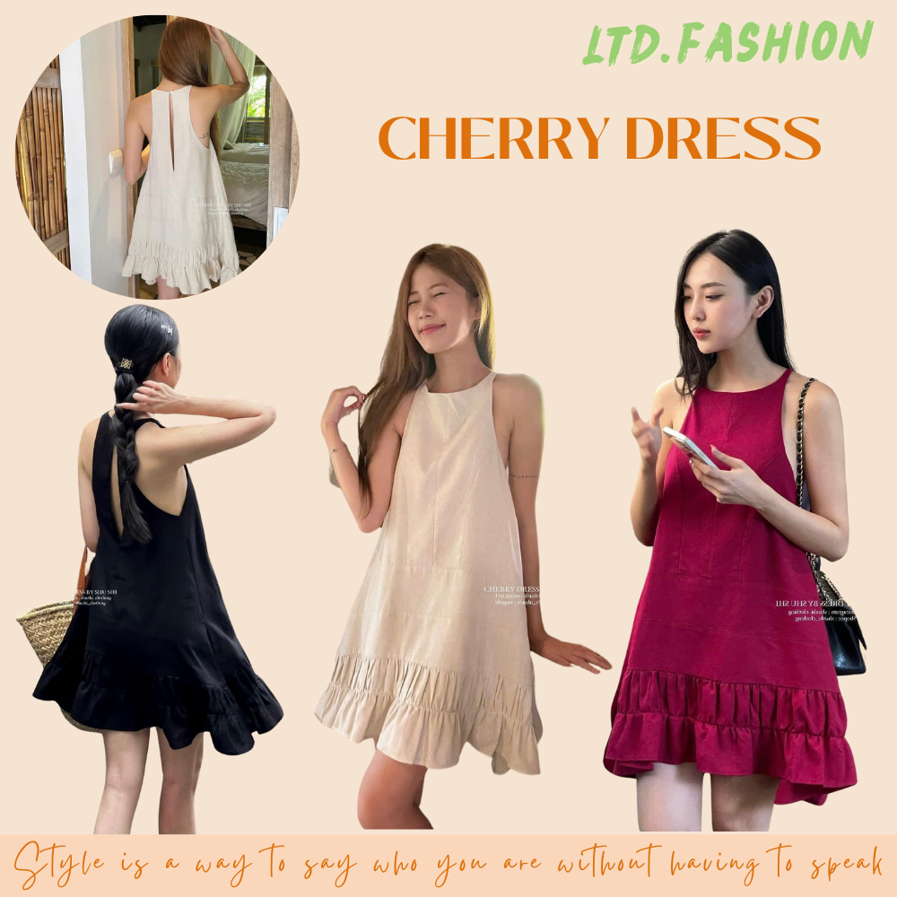 ชุดไลน์ 2 สายพร้อม SLIT BACK COLLECTION - LTD.FASHION - CHERRY DRESS