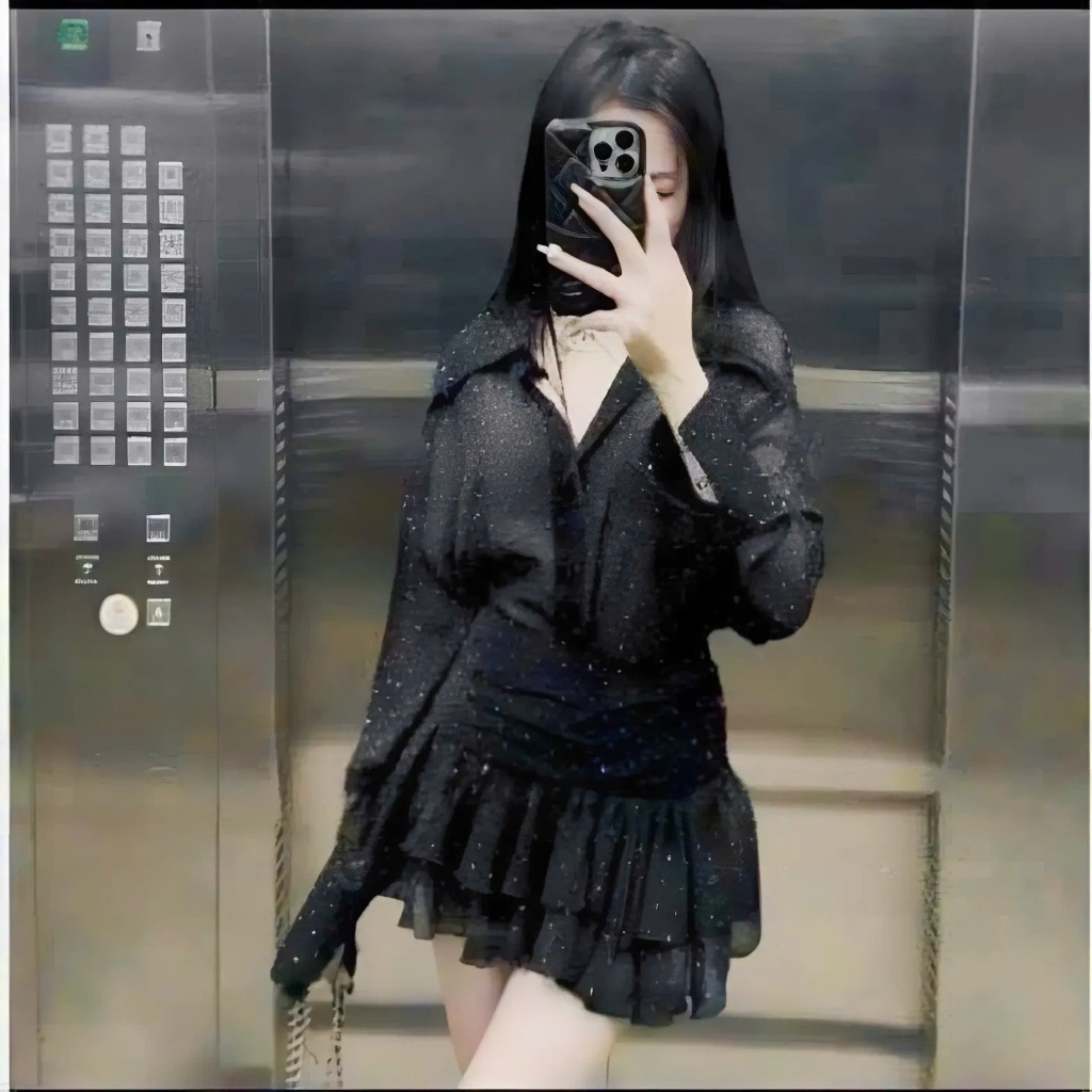 ชุด เดรสเชิ้ต พลอยเทียม เต็มรูปแบบและกระโปรงบานที่สามารถใส่ได้สองสไตล์ของ การควบคุมคุณภาพ เสื้อเชิ้ตแขนยาวหลวม สีตรงตามรูป�