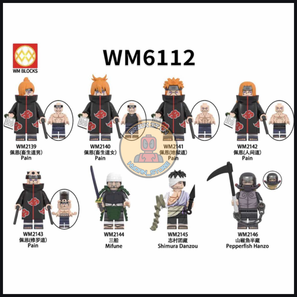 1 WM Naruto Anime Minifigure Assembly (Pain, Danzo, Hanzo, Mifune)