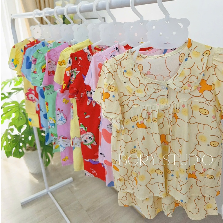 Combo of 5 Linen Tole Clothes Set for Girls from 7-38kg, Excepted Shrinkage, Random Pattern