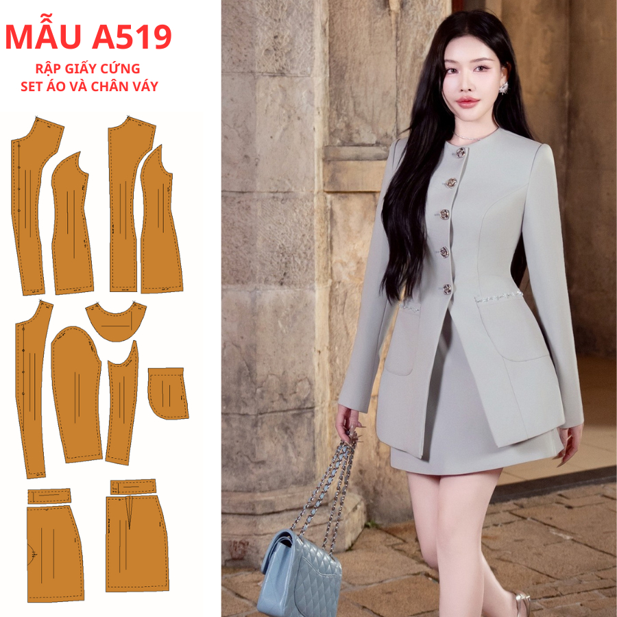 PRE-CUT HARD PAPER SHIRT AND SKIRT SET-A519